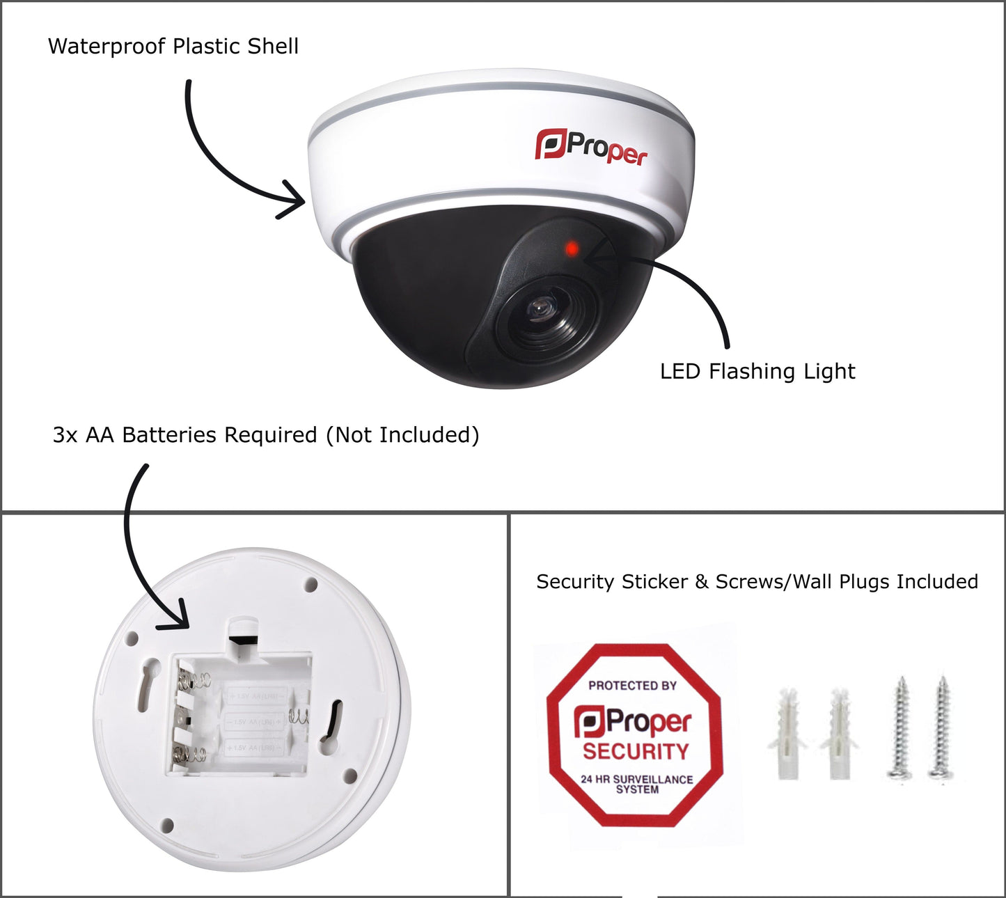 Maplin Proper Imitation Security Camera Kit with 1x Dome Camera & 2x IR Cameras - maplin.co.uk