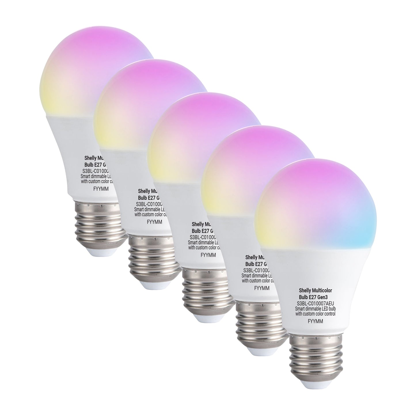 Shelly Duo E27 Gen3 RGBW WiFi & Bluetooth Smart Bulb - Pack of 5