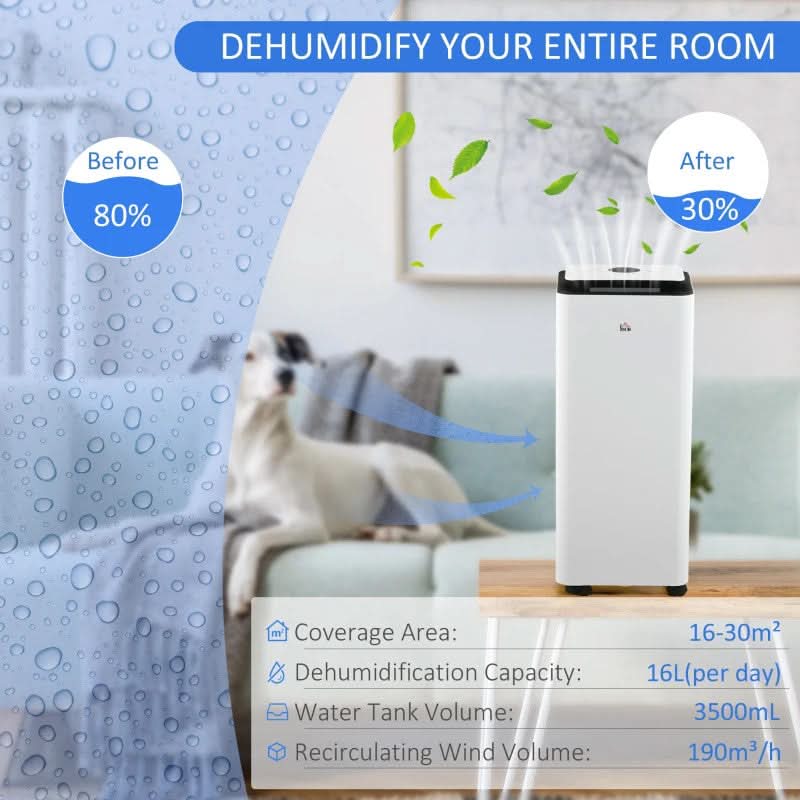 Maplin Plus 16L/Day 3500ml Portable Dehumidifier with Air Purifier