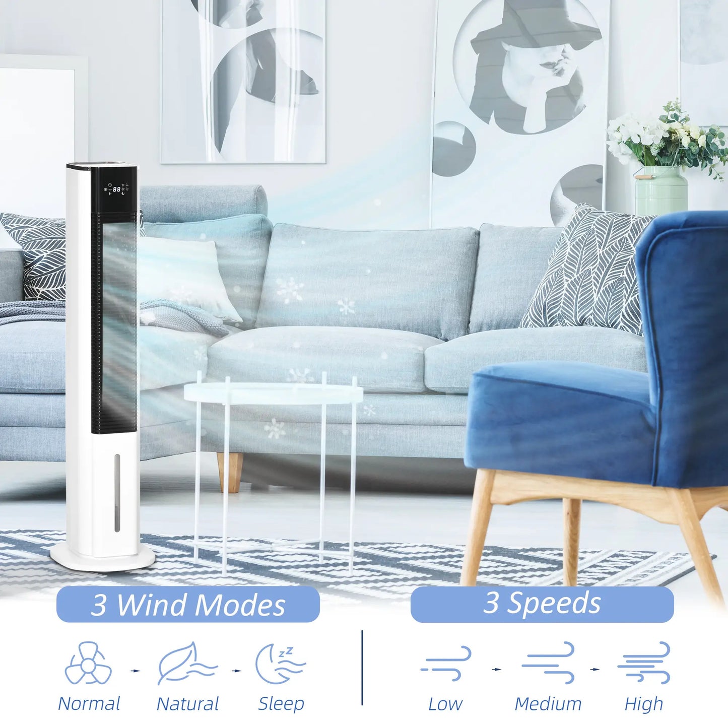 Maplin Plus Portable Air Cooler Humidifier Evaporative Ice Cooling Fan - White