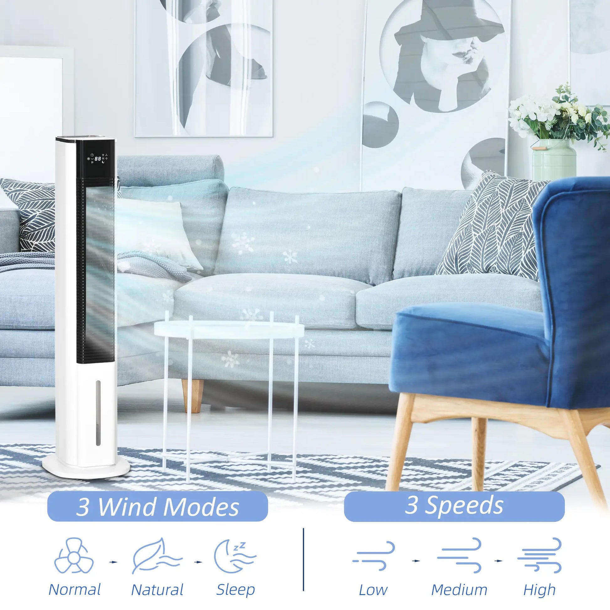 Maplin Plus Portable Air Cooler Humidifier Evaporative Ice Cooling Fan - White