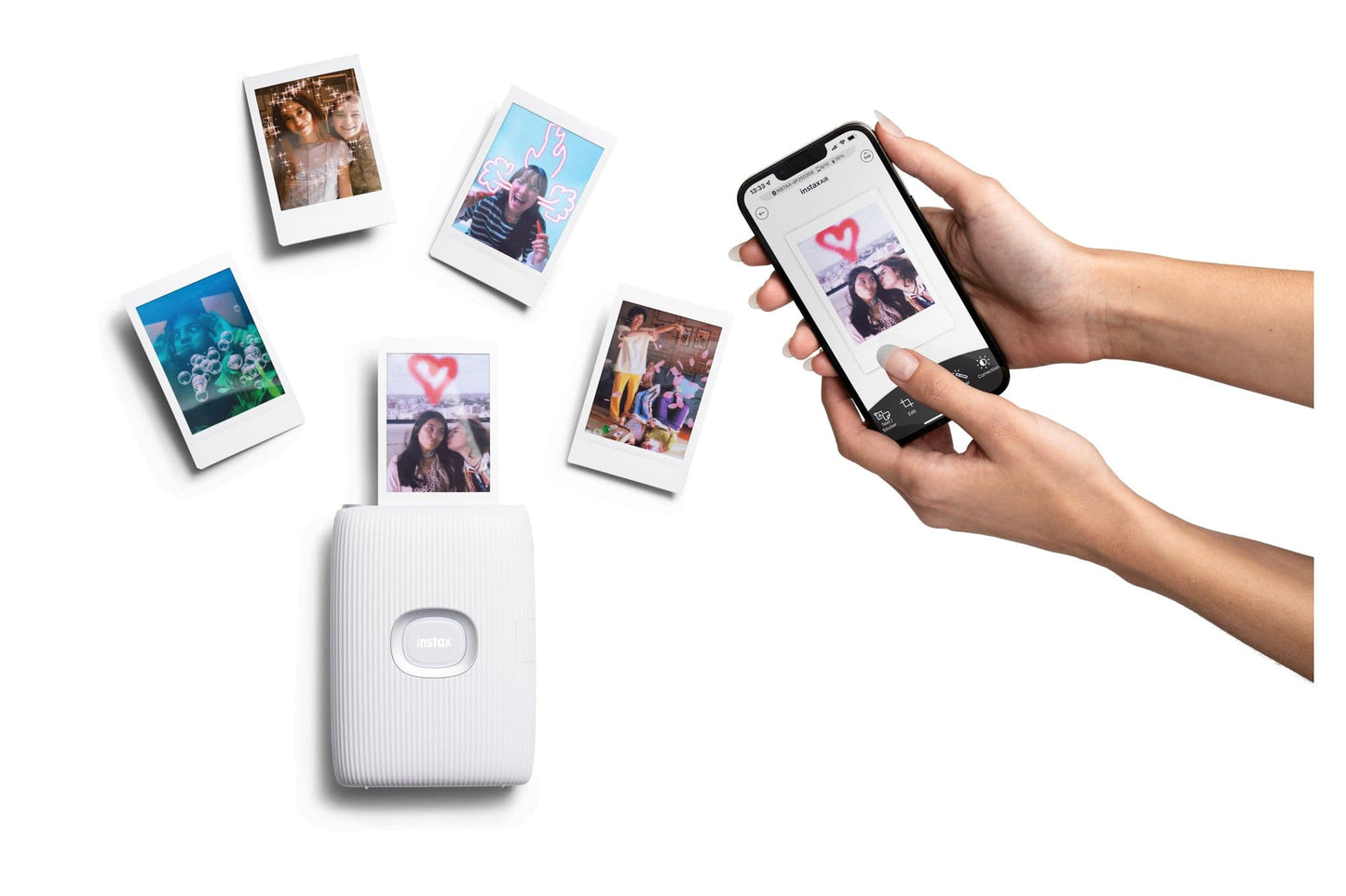 Fujifilm Instax PAL Digital Camera with Mini Link 2 Printer Bundle - Clay White