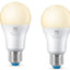 4lite WiZ Connected A60 Warm White WiFi LED Smart Bulb - E27 Large Screw Pack of 2