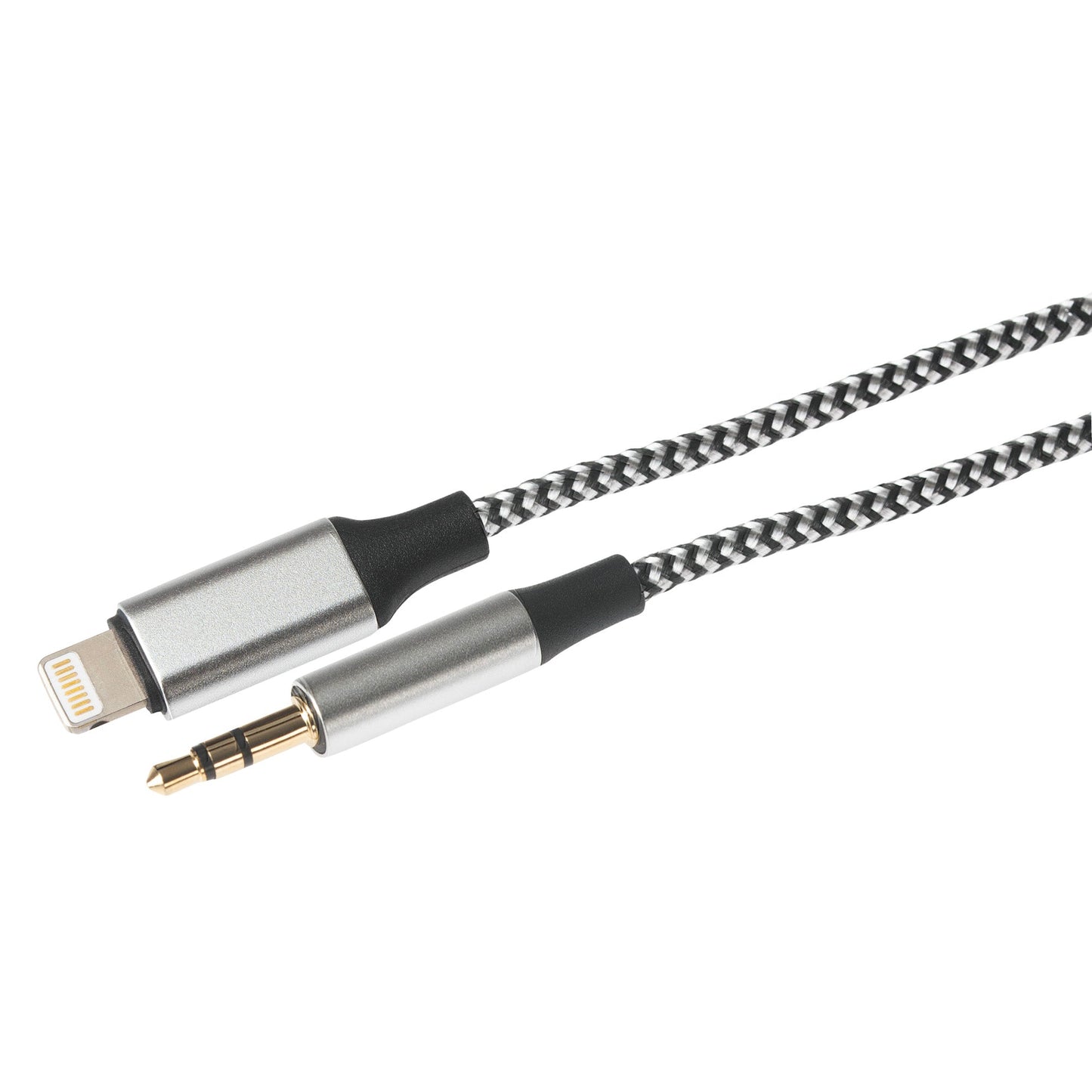 Maplin Lightning to 3.5mm Aux Stereo 3 Pole Jack Plug Braided Cable - Silver, 1m - maplin.co.uk