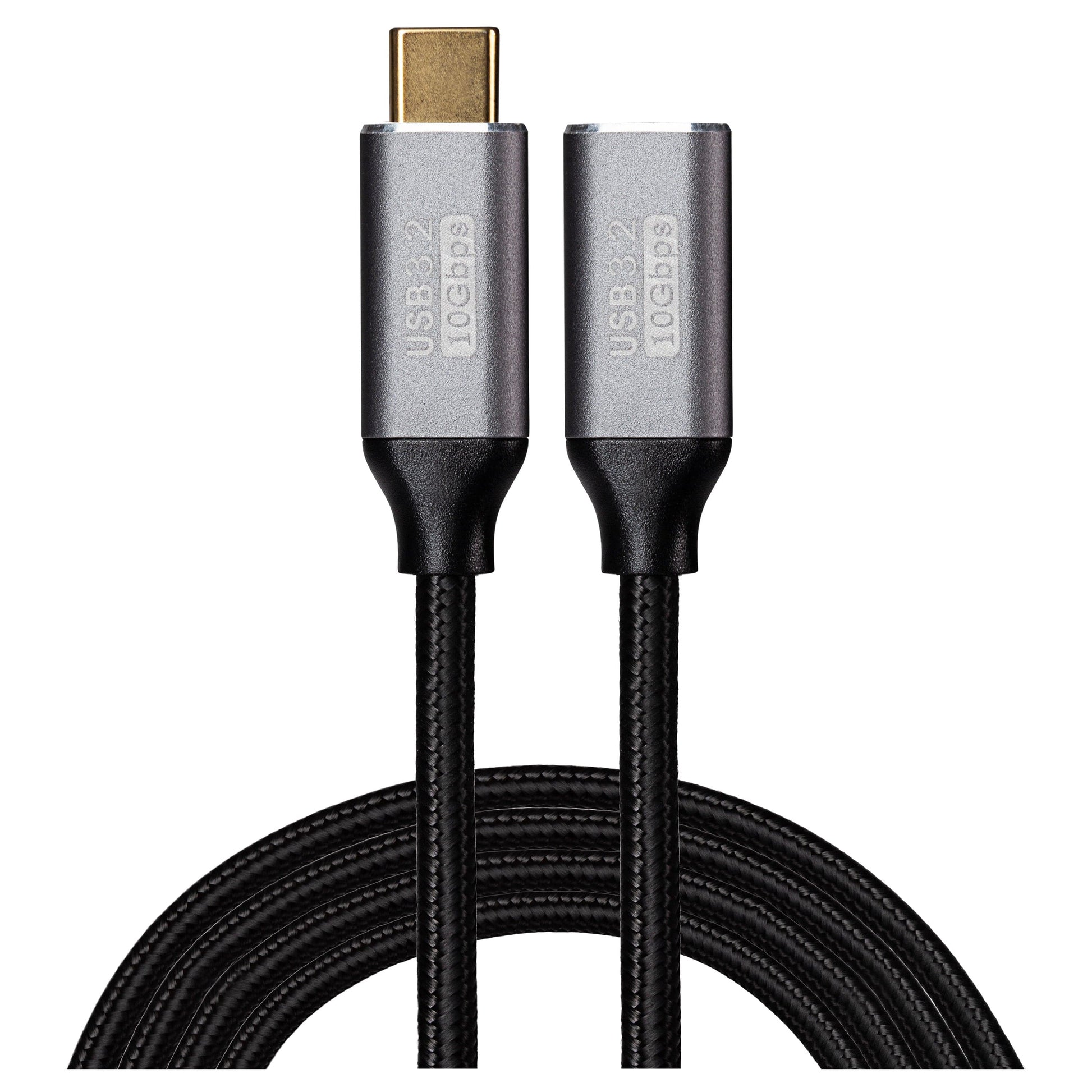 Maplin USB-C Male to USB-C Female 100W Extension Braided Cable - Black - maplin.co.uk