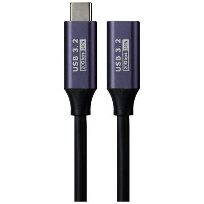 Maplin USB-C Male to USB-C Female Extension Cable - Black, 0.2m