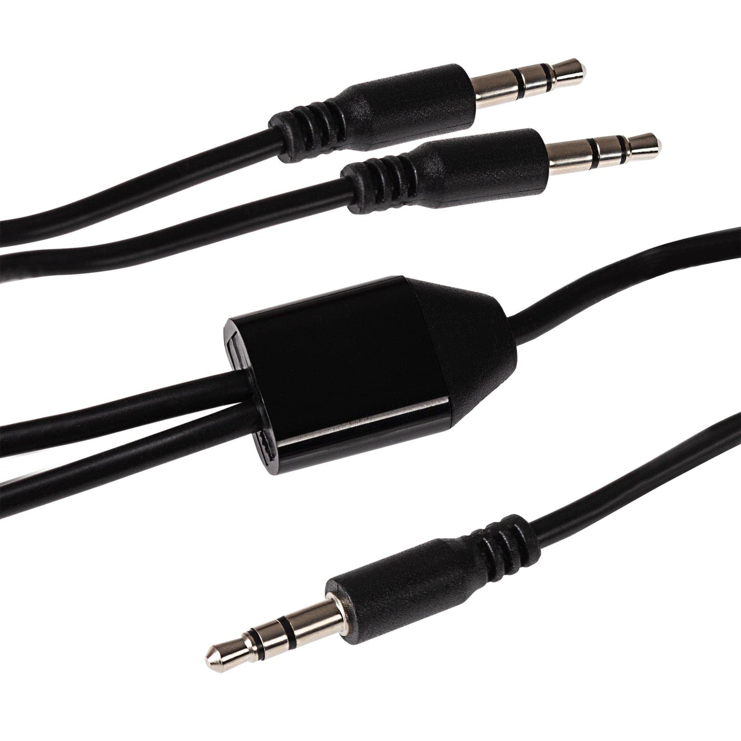 Maplin 3.5mm Aux Stereo 3 Pole Jack to Twin 3.5mm 3 Pole Jack Cable - Black, 2m - maplin.co.uk