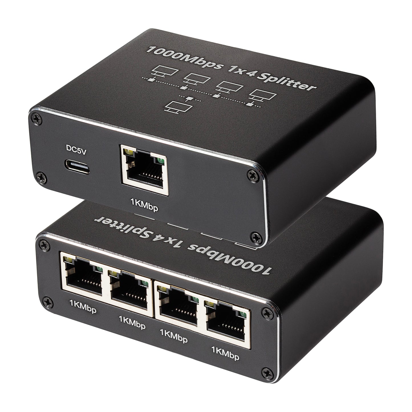 Maplin RJ45 1 Port In 4 Ports Out Ethernet LAN Splitter - Black