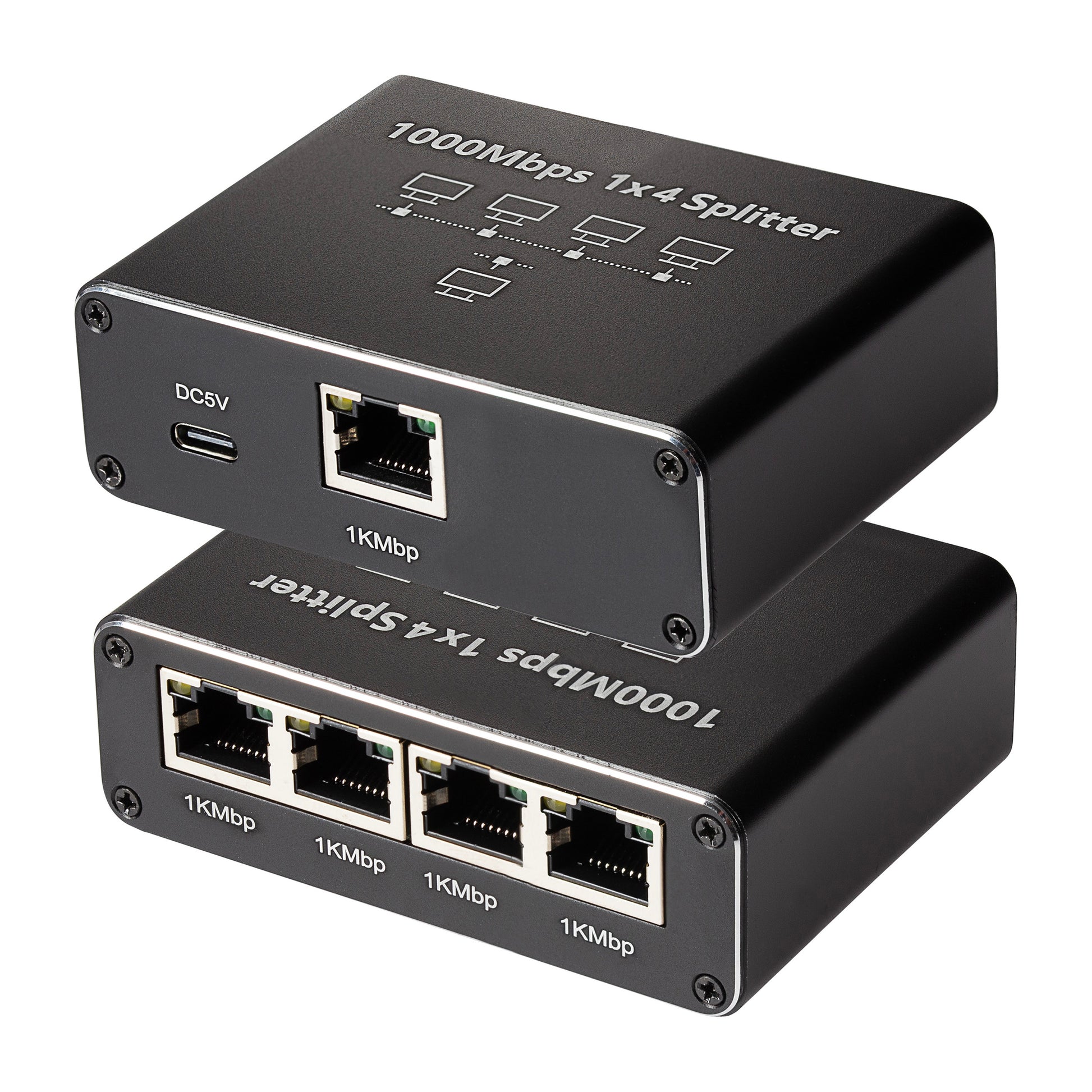 Maplin RJ45 1 Port In 4 Ports Out Ethernet LAN Splitter - Black