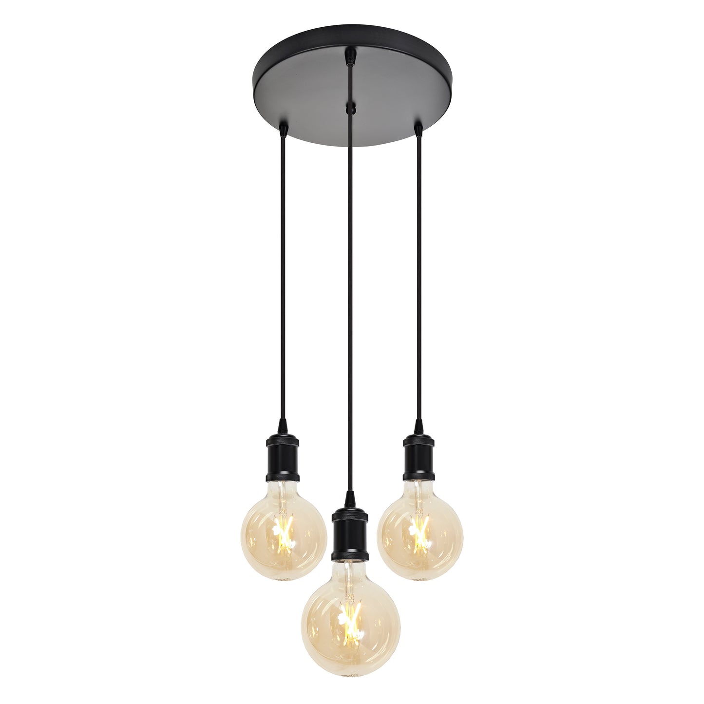 4lite Decorative 3 Light Circular Ceiling Pendant with 3x E27 Bulbs