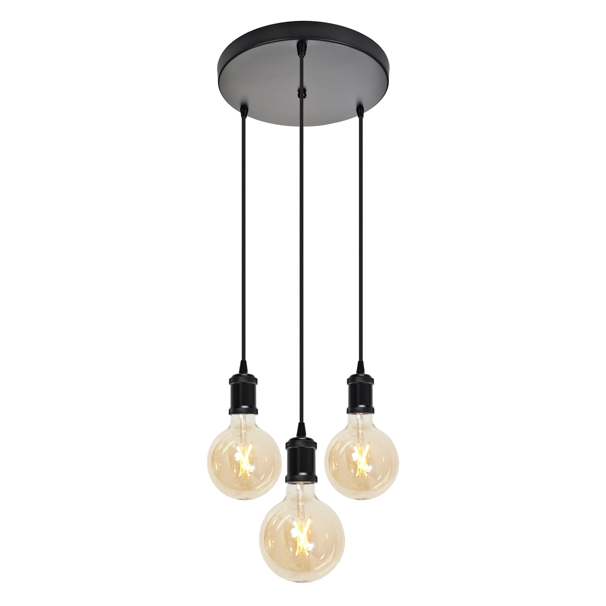 4lite Decorative 3 Light Circular Ceiling Pendant with 3x E27 Bulbs