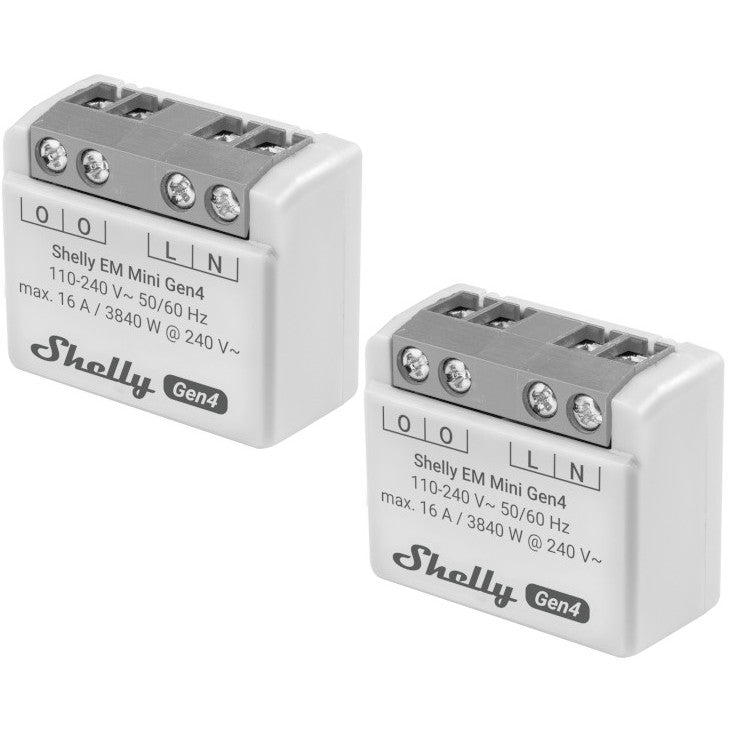 Shelly EM Mini Gen4 WiFi/Zigbee-Operated 16A Smart Energy Monitoring Device Pack of 2
