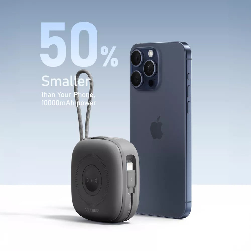 Veger MagCore 10,000mAh PD Wireless Charging Powerbank for Apple iPhone, Watch & AirPods - Black
