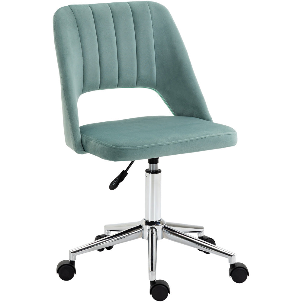 ProperAV Extra Velvet Fabric Scallop Shape Mid-Back Office Chair - Green - maplin.co.uk