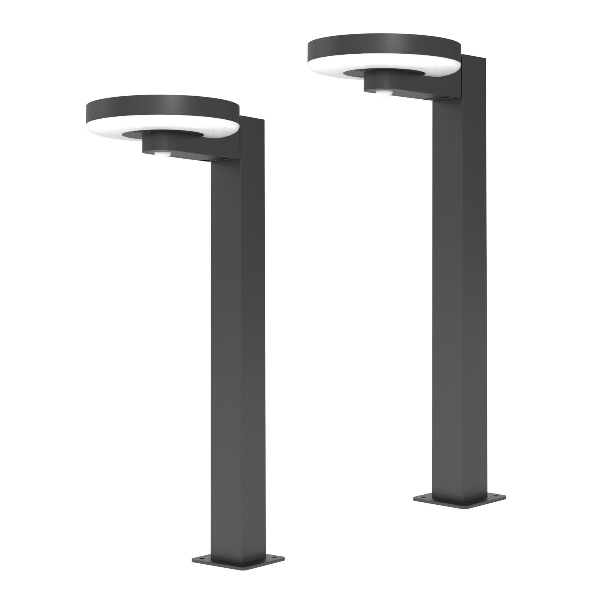 4lite Arundel Solar IP44 Die-Cast Aluminium LED Garden Bollard Light with Built in PIR Motion Sensor Pack of 2