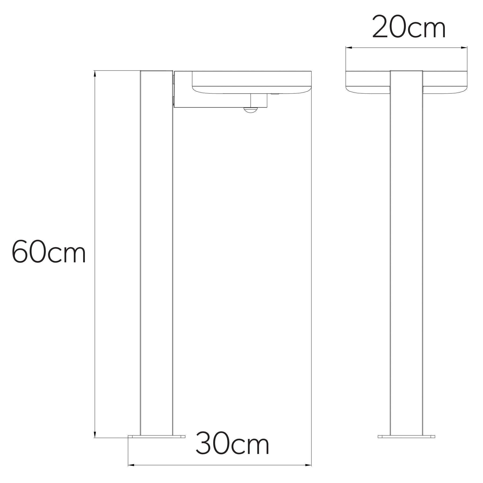 4lite Arundel Solar IP44 Die-Cast Aluminium LED Garden Bollard Light with Built in PIR Motion Sensor