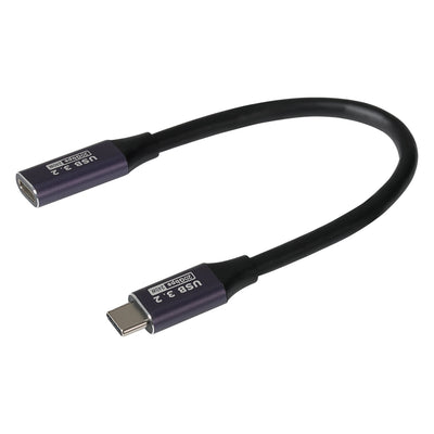 Maplin USB-C Male to USB-C Female Extension Cable - Black, 0.2m