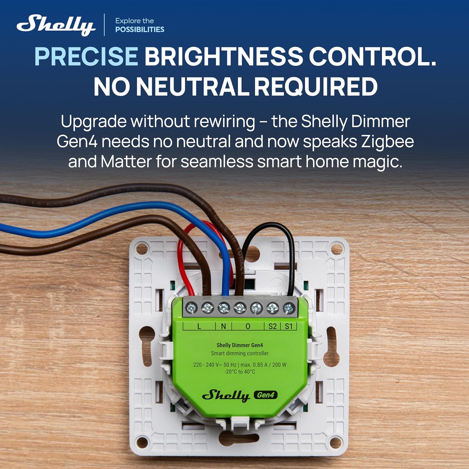 Shelly Dimmer Gen4 Smart Single-Channel Dimming Controller with Power Measurement