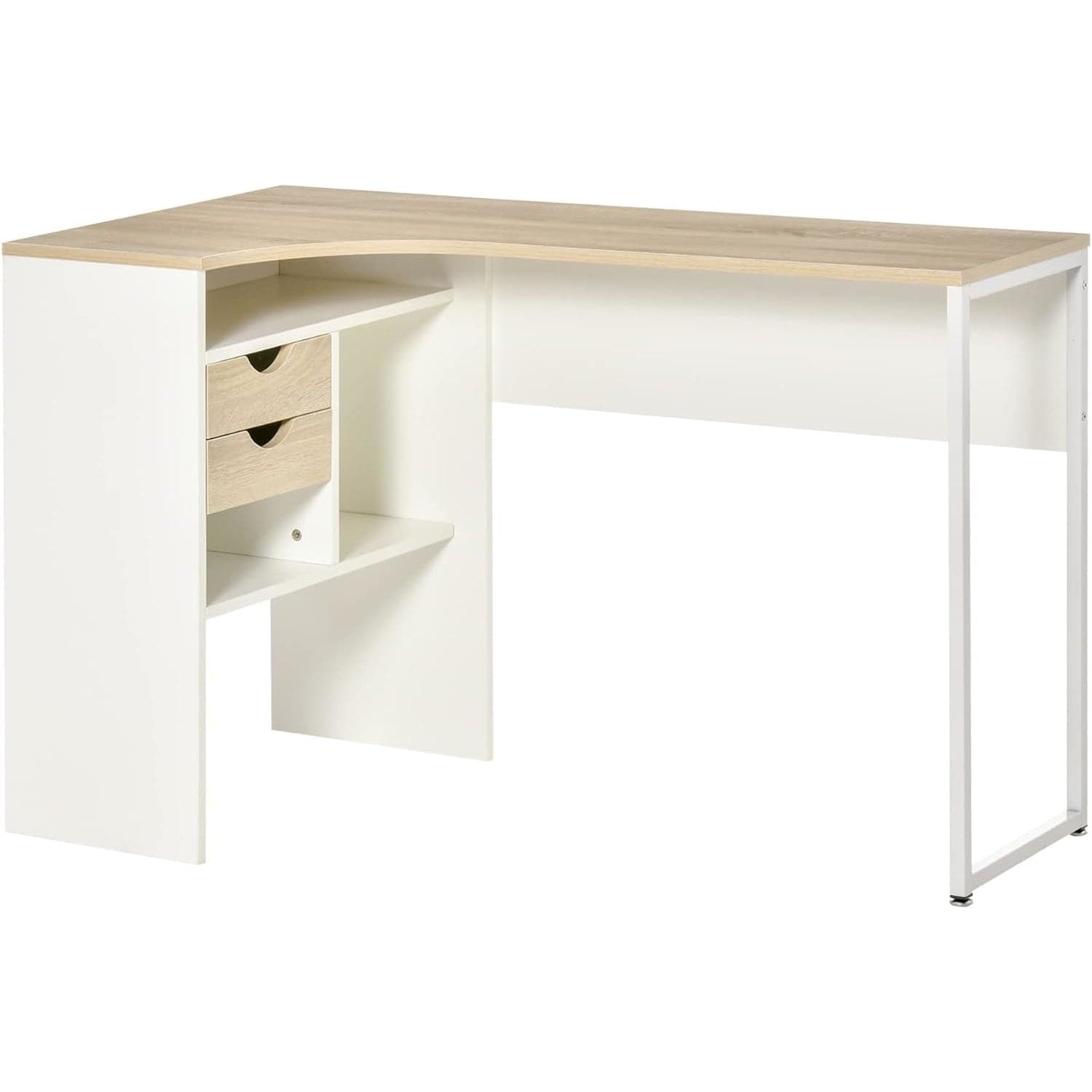 ProperAV Extra L-Shaped Corner Desk with Drawers & Storage Compartments - maplin.co.uk