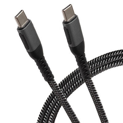 Maplin USB-C to USB-C 60W PD Braided Cable - Silver 3m