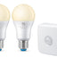 4lite WiZ Connected A60 Warm White WiFi LED Smart Bulb - E27 Large Screw Pack of 2 + Sensor