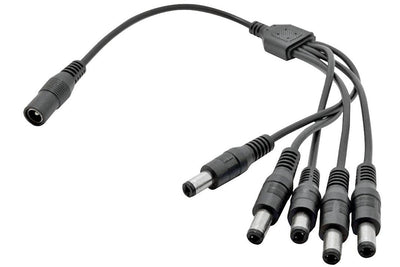 Maplin 5 Way Power Splitter Cable DC 1x Female 5x Male 5.5 x 2.1mm Plug for CCTV - Black - maplin.co.uk
