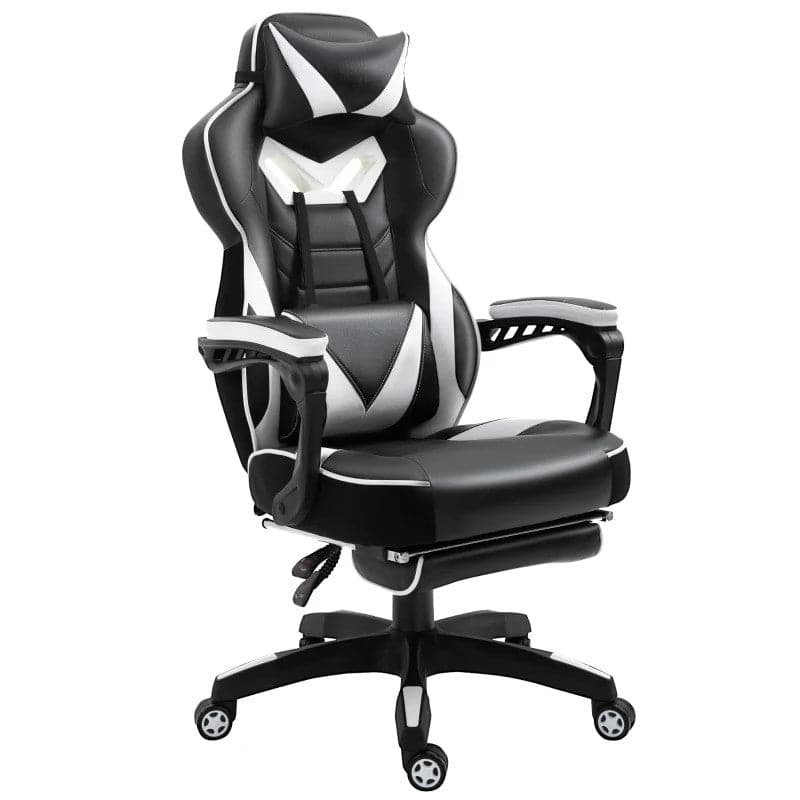 Maplin Plus Ergonomic Racing Adjustable Reclining Gaming Office Chair with Headrest, Lumbar Support & Retractable Footrest - maplin.co.uk