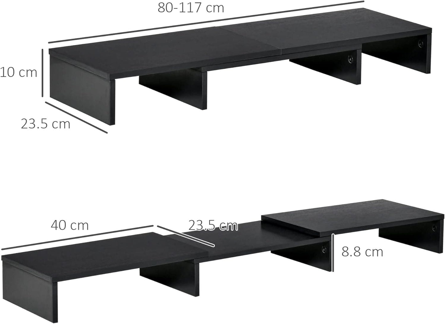 ProperAV Extra Dual Monitor Stand Riser with Adjustable Length & Angle - Black - maplin.co.uk