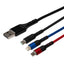 Maplin USB-A & USB-C to 3-in-1 Multi-Charging USB-C / Lightning / Micro USB 60W Braided Cable - 1.2m