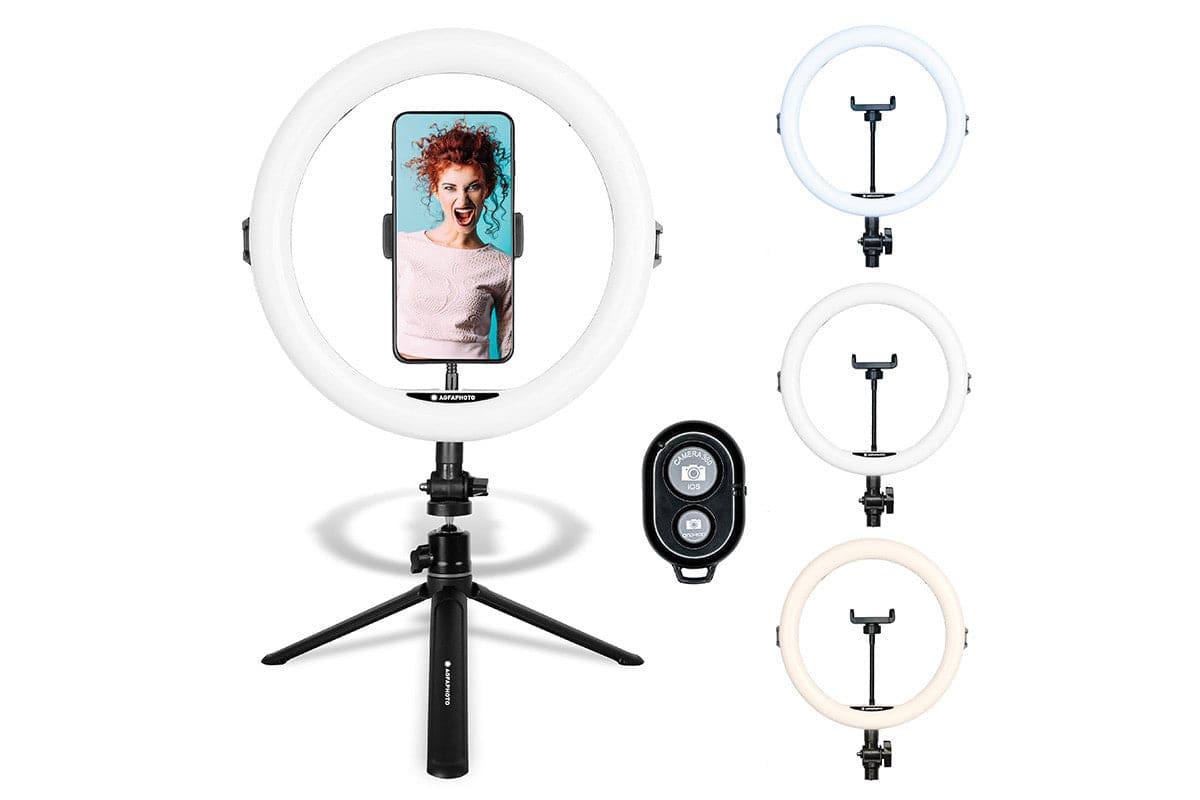 Agfaphoto 11" Bluetooth LED Desktop Ring Light for Smartphones