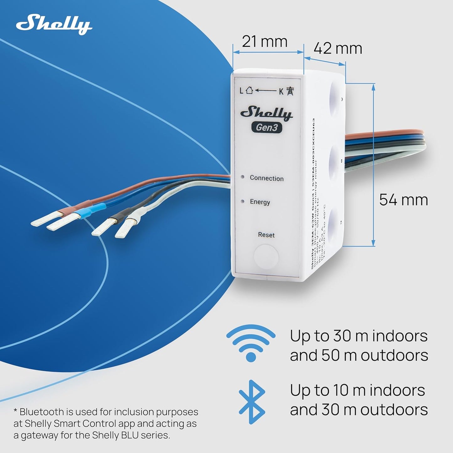 Shelly 3EM-63W Gen3 WiFi Three-Phase Energy Meter with Integrated Current-Transformers