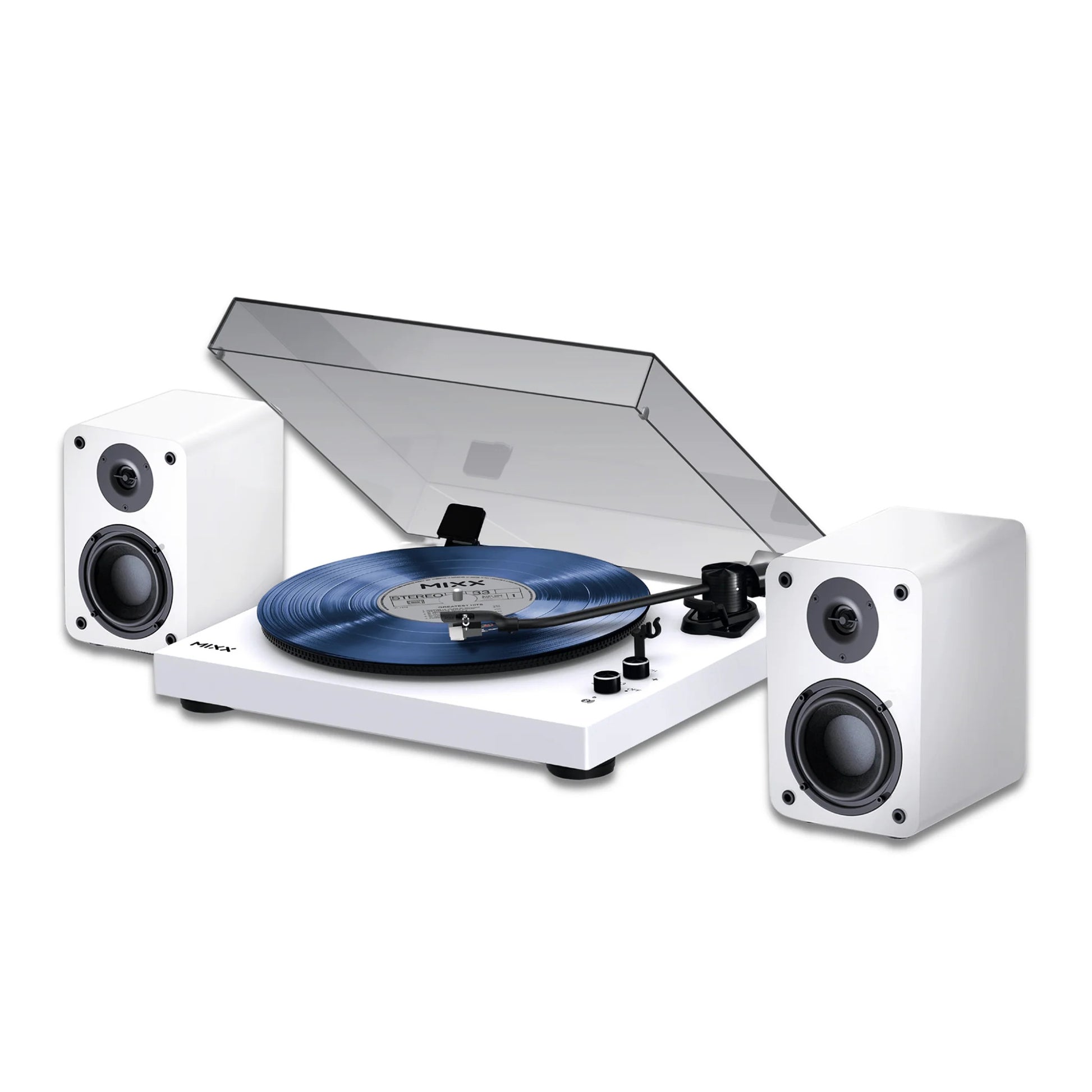 Mixx Analog System 5 Stereo Vinyl Record Deck with Wireless Speakers White
