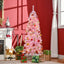 HOMCOM 5ft LED Pencil Slim Artificial Christmas Tree with Realistic Branches - Pink - maplin.co.uk