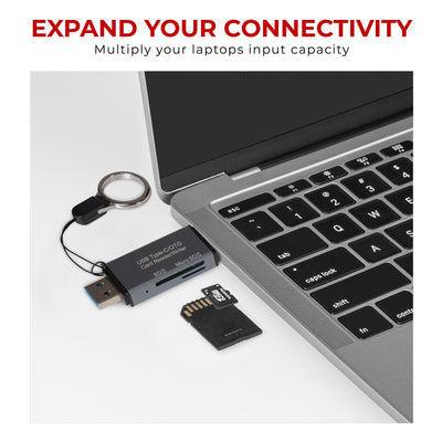 Maplin USB-C and USB-A 3.0 SD Card Reader for SDXC / SDHC / MicroSDXC / MicroSDHC - Aluminium Case