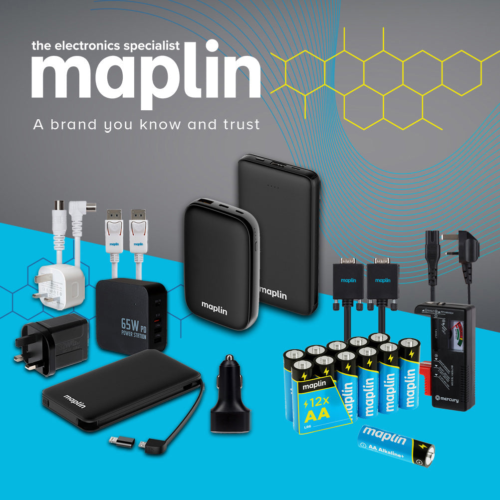 Maplin 10000mAh Slim Power Bank with Integrated Lightning, USB-C & Micro USB Cables - maplin.co.uk