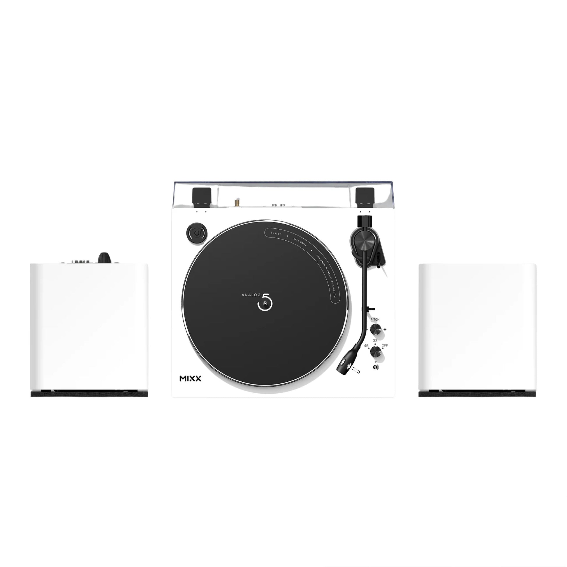 Mixx Analog System 5 Stereo Vinyl Record Deck with Wireless Speakers