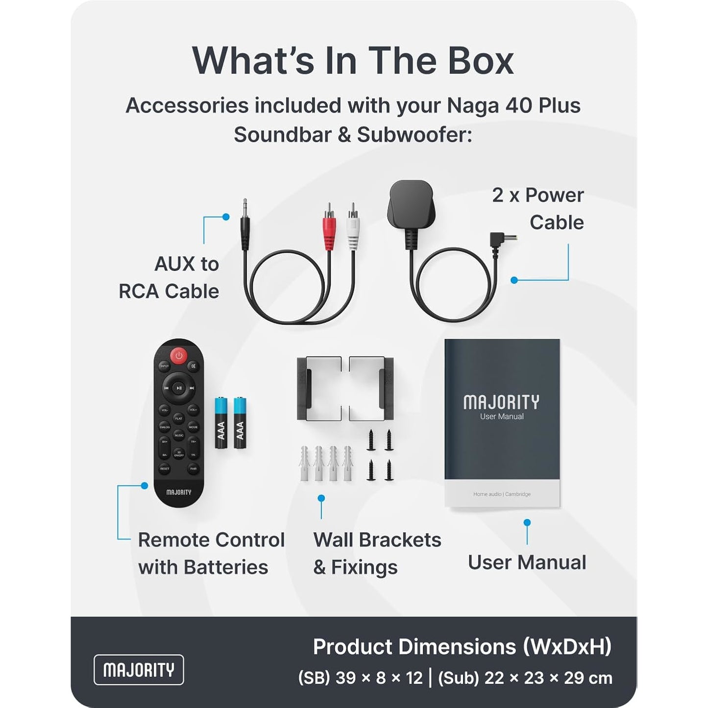 Majority Naga 40 Plus Bluetooth Soundbar & Wireless Sub