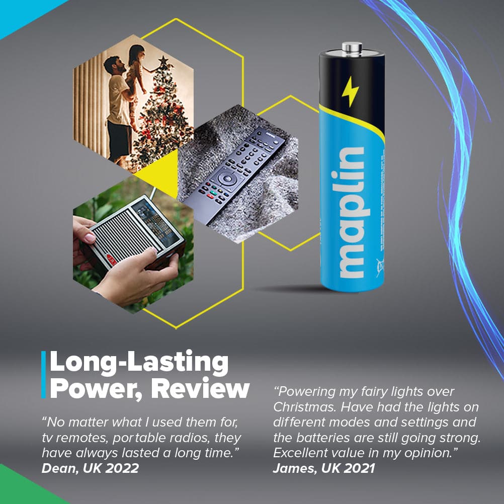 Maplin 80x AAA LR03 7 Year Shelf Life 1.5V High Performance Alkaline Batteries with Universal Battery Tester - maplin.co.uk