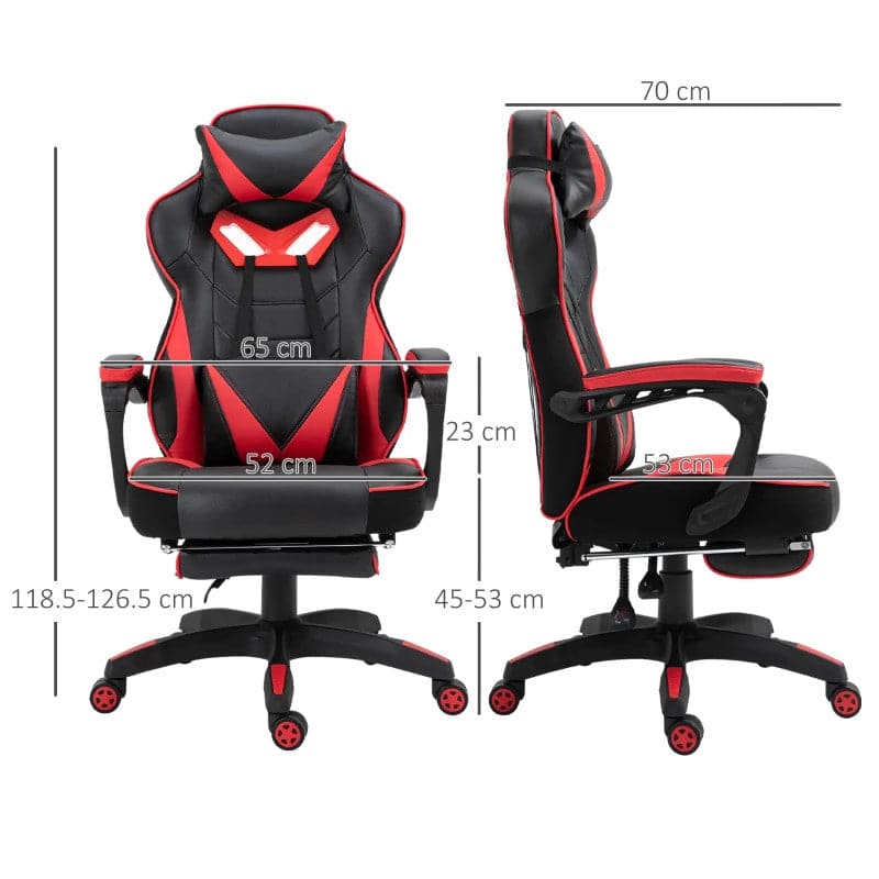 Maplin Plus Ergonomic Racing Adjustable Reclining Gaming Office Chair with Headrest, Lumbar Support & Retractable Footrest
