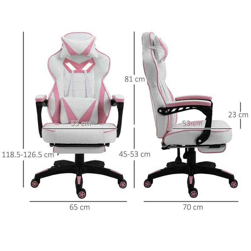 Maplin Plus Ergonomic Racing Adjustable Reclining Gaming Office Chair with Headrest, Lumbar Support & Retractable Footrest