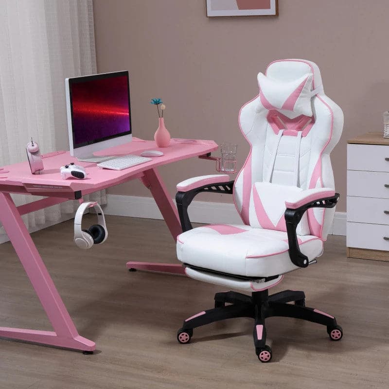 Maplin Plus Ergonomic Racing Adjustable Reclining Gaming Office Chair with Headrest, Lumbar Support & Retractable Footrest