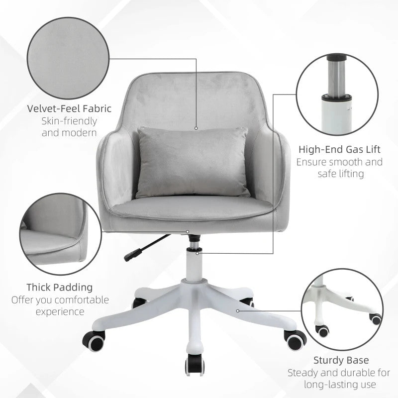 ProperAV Extra Velvet-Feel Adjustable Swivel Office Chair with Massage Lumbar Pillow - maplin.co.uk