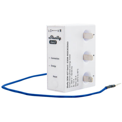 Shelly 3EM-63T Gen3 WiFi Three-Phase Energy Meter with Integrated Current-Transformers
