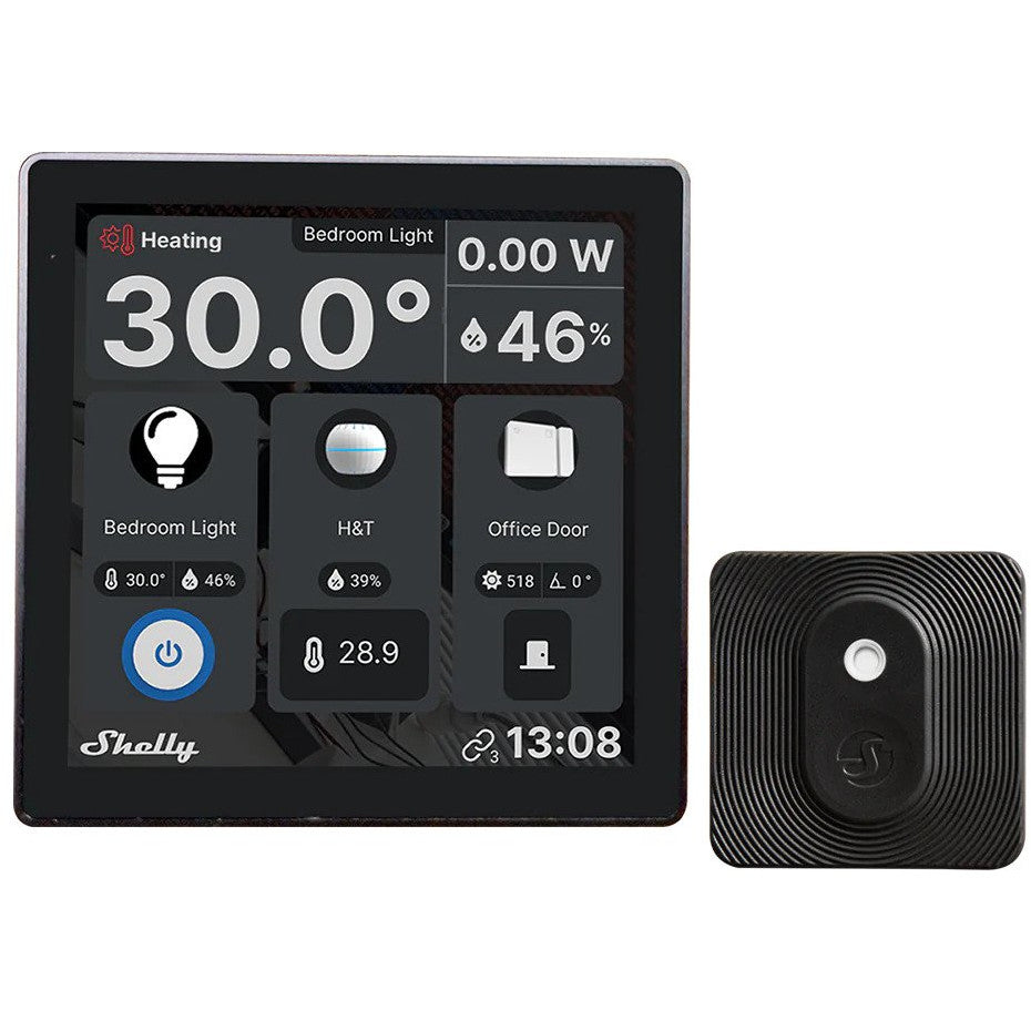 Shelly Wall Display with BLU H&T Temperature & Humidity Sensor Black