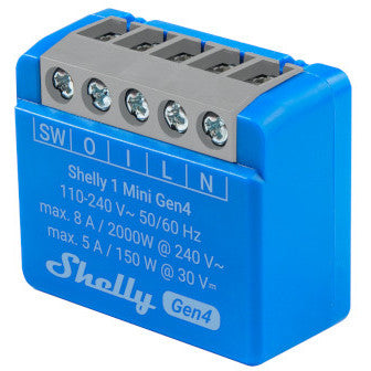 Shelly 1 Mini Gen4 WiFi/Zigbee-Operated 8A Relay Switch Single