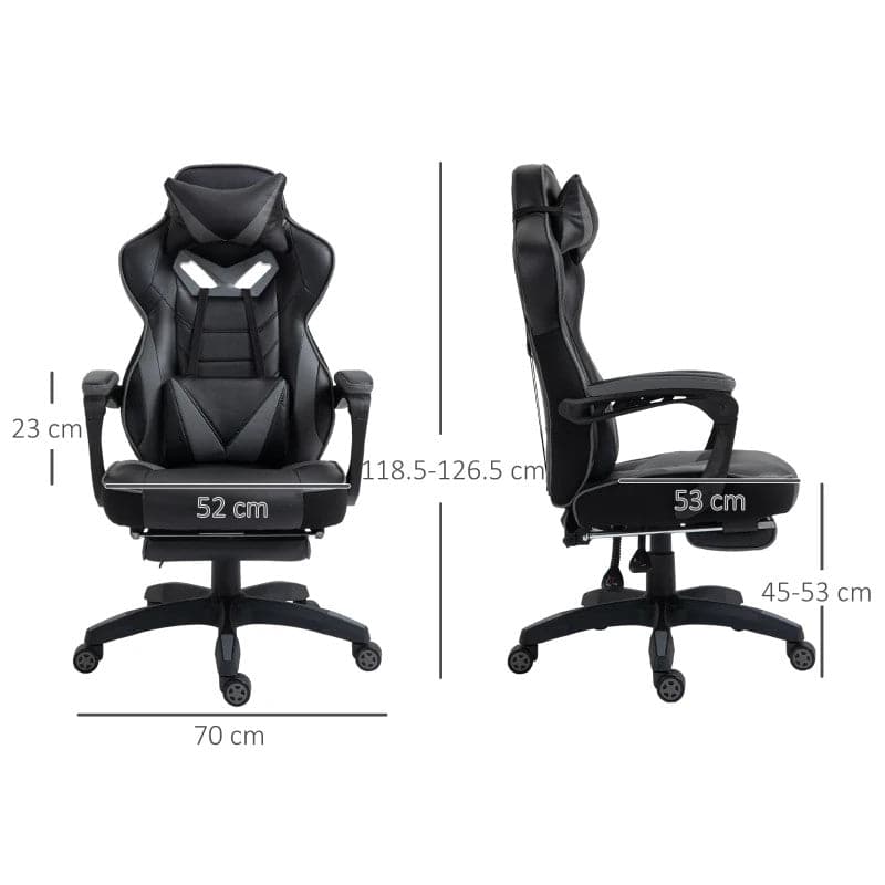 Maplin Plus Ergonomic Racing Adjustable Reclining Gaming Office Chair with Headrest, Lumbar Support & Retractable Footrest - maplin.co.uk