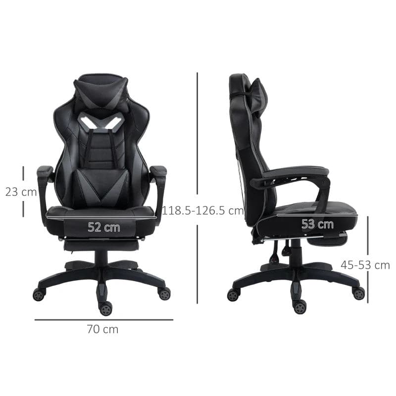Maplin Plus Ergonomic Racing Adjustable Reclining Gaming Office Chair with Headrest, Lumbar Support & Retractable Footrest