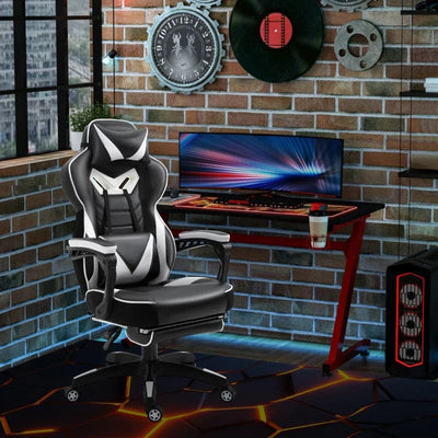 Maplin Plus Ergonomic Racing Adjustable Reclining Gaming Office Chair with Headrest, Lumbar Support & Retractable Footrest - maplin.co.uk