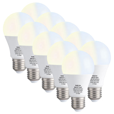 Shelly Duo E27 Gen3 Adjustable White WiFi & Bluetooth Smart Bulb - Pack of 10