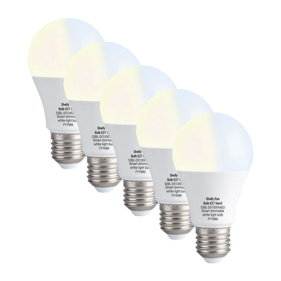 Shelly Duo E27 Gen3 Adjustable White WiFi & Bluetooth Smart Bulb - Pack of 5